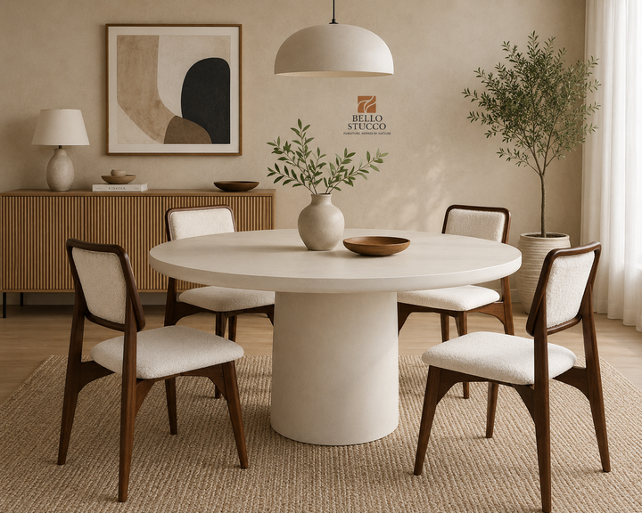 LIME PLASTER DINING TABLE 120×120×77 CM