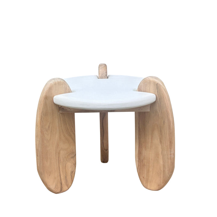 Lime Plaster with Wooden Small Coffee Table