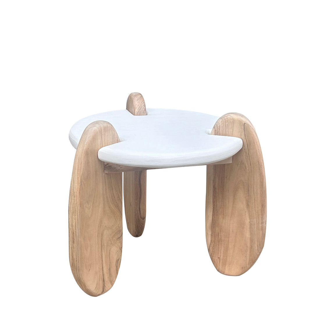 Lime Plaster with Wooden Small Coffee Table