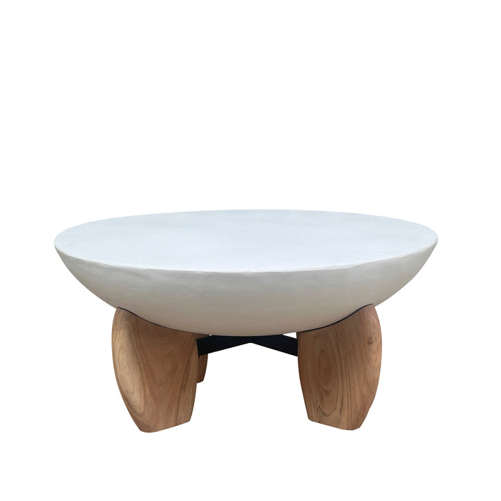 Lime Plaster with Wooden Coffee Table