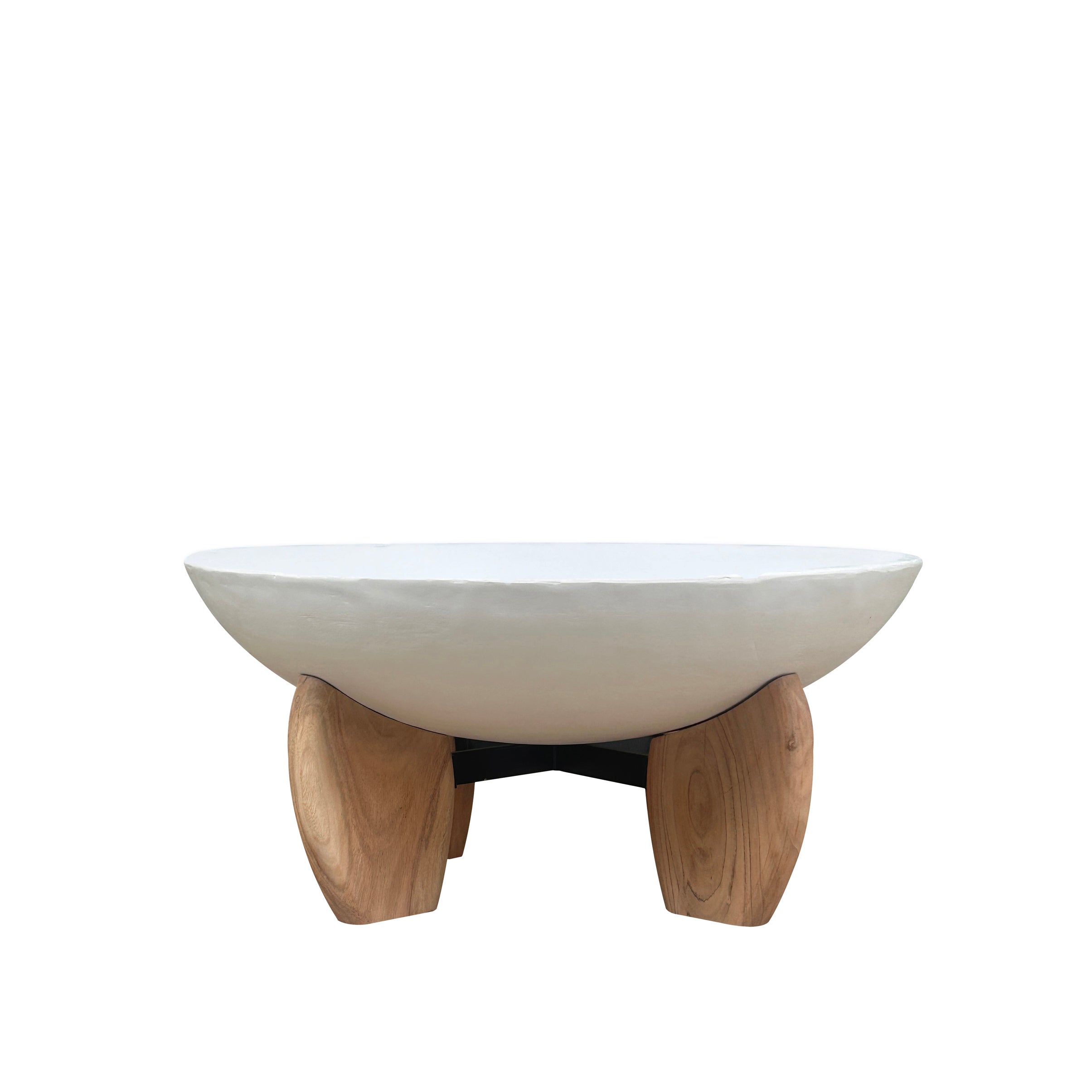 Lime Plaster with Wooden Coffee Table