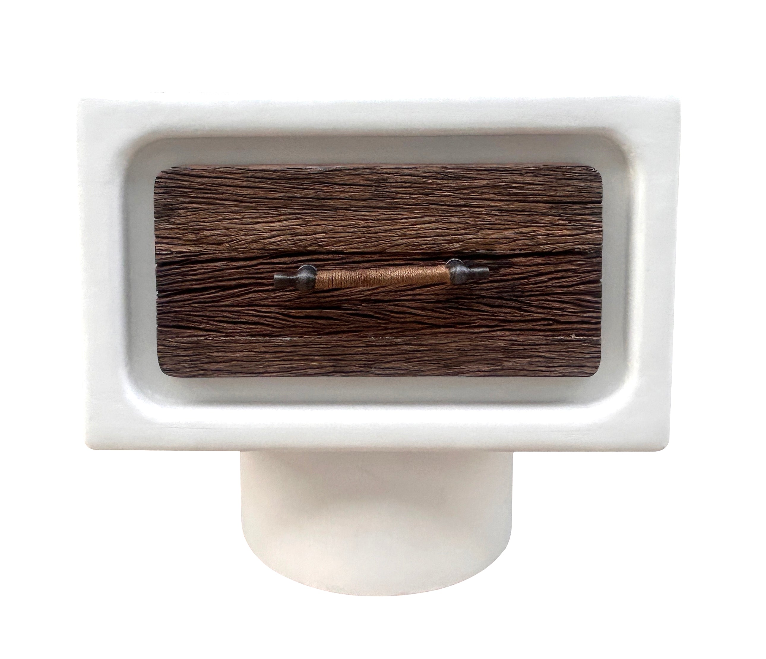 Lime Plaster Bedside Table with Wooden Drawer - 50X40X45 CM