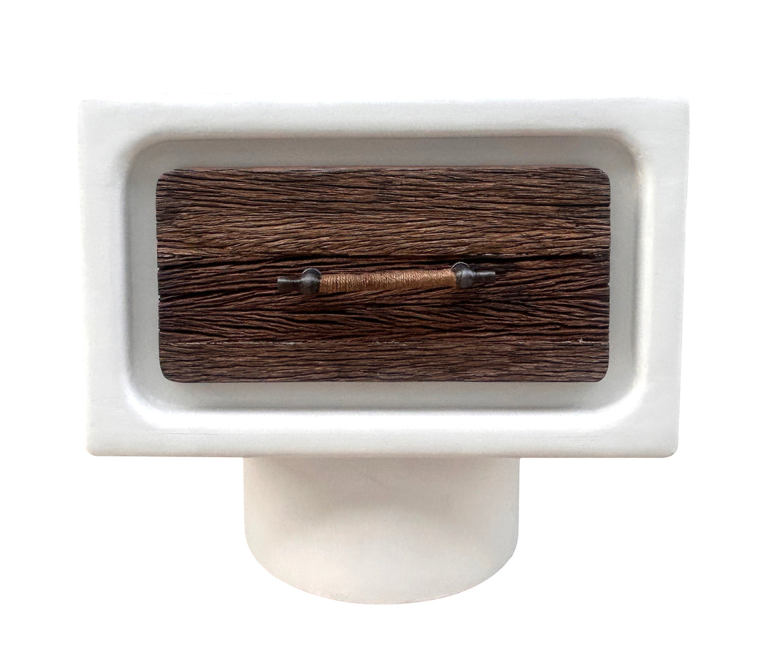 Lime Plaster Bedside Table with Wooden Drawer - 50X40X45 CM