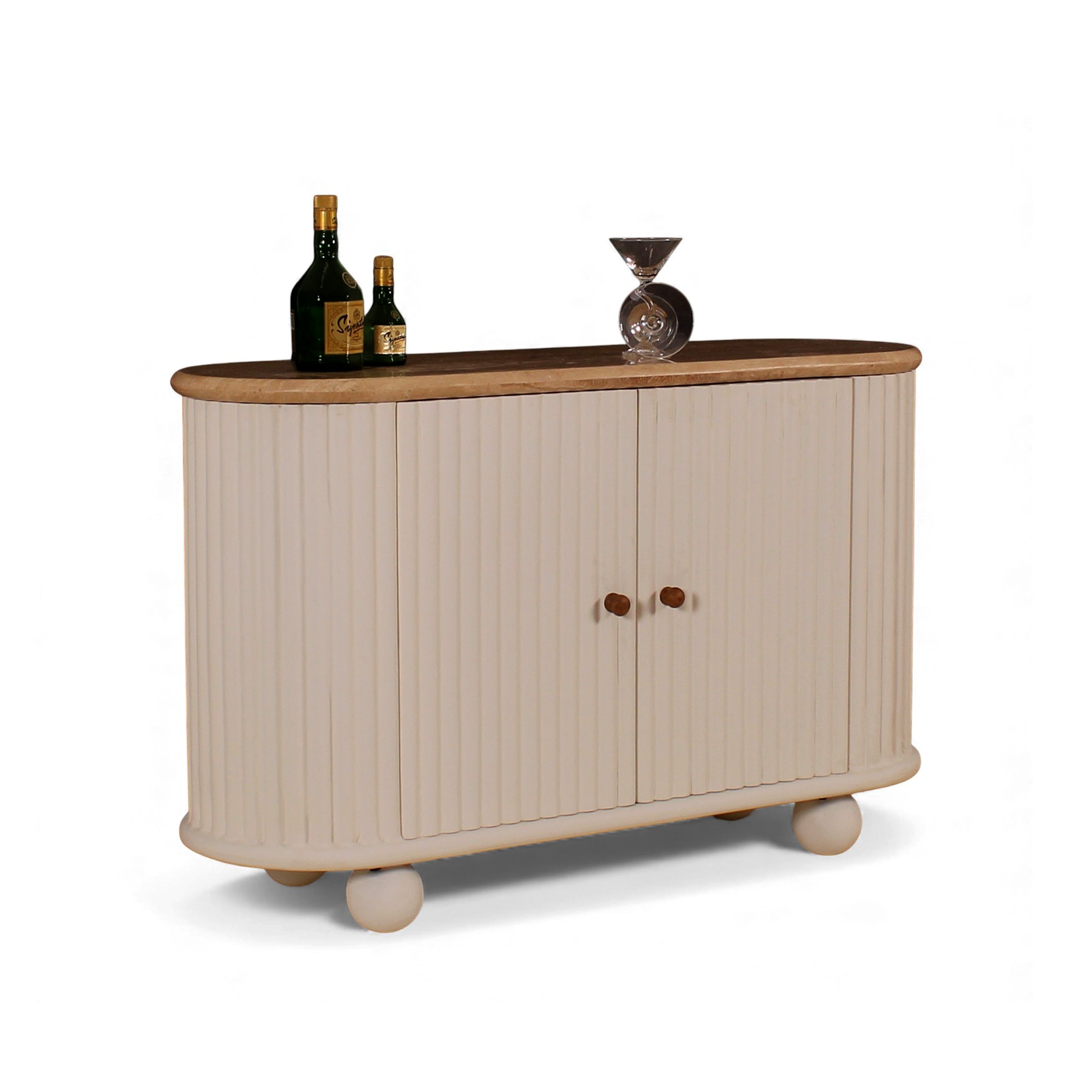 Lime Plaster Sideboard with Travertine Top – 120×40×76 cm