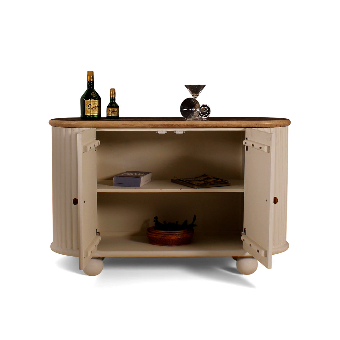 Lime Plaster Sideboard with Travertine Top – 120×40×76 cm