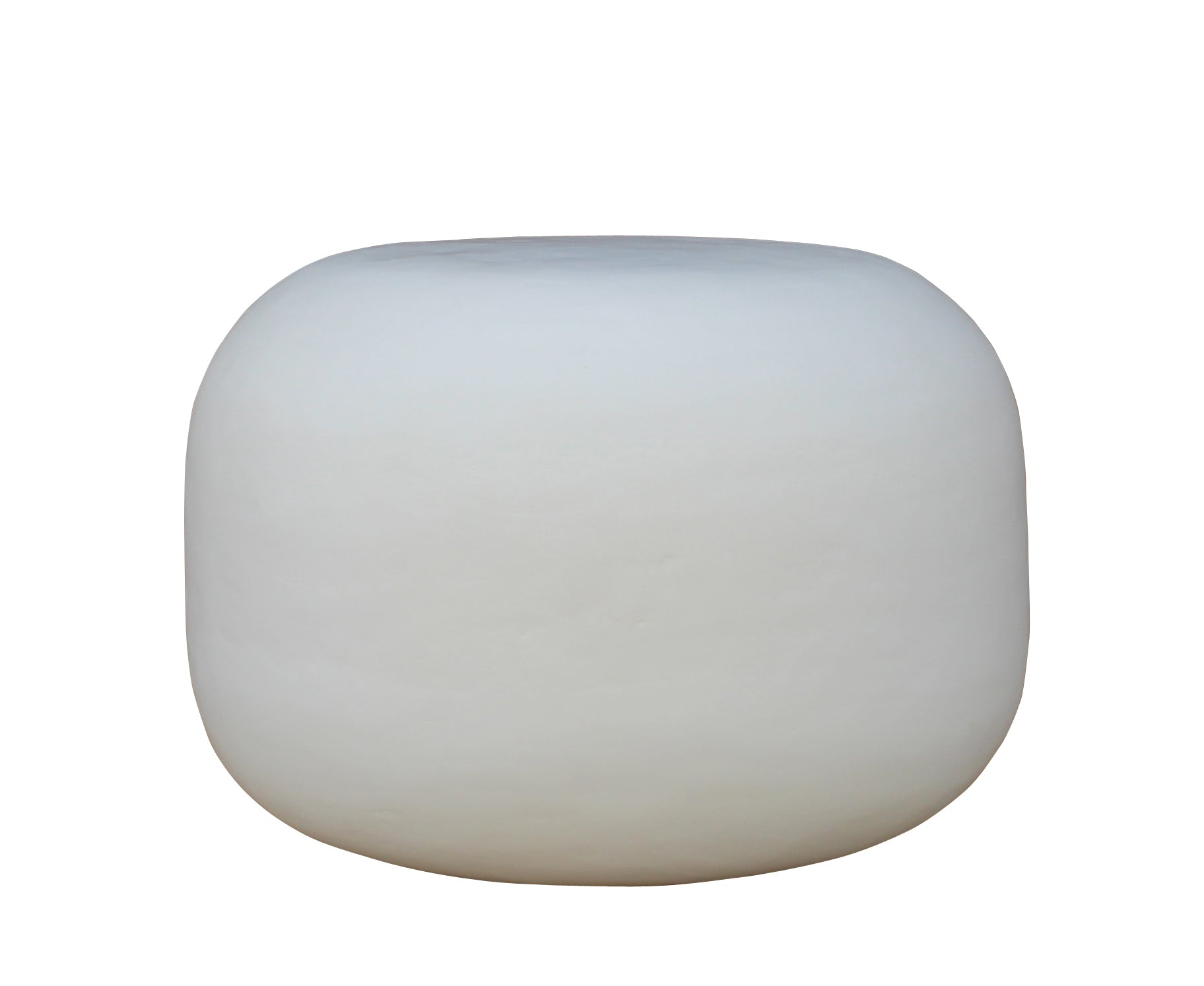 Modern Iron Lime Plaster Milky White Accent Table / Stool –Round Ottoman Pouf, White Decorative Floor Cushion  Handcrafted Sculptural Side Table – 50 × 50 × 35 CM