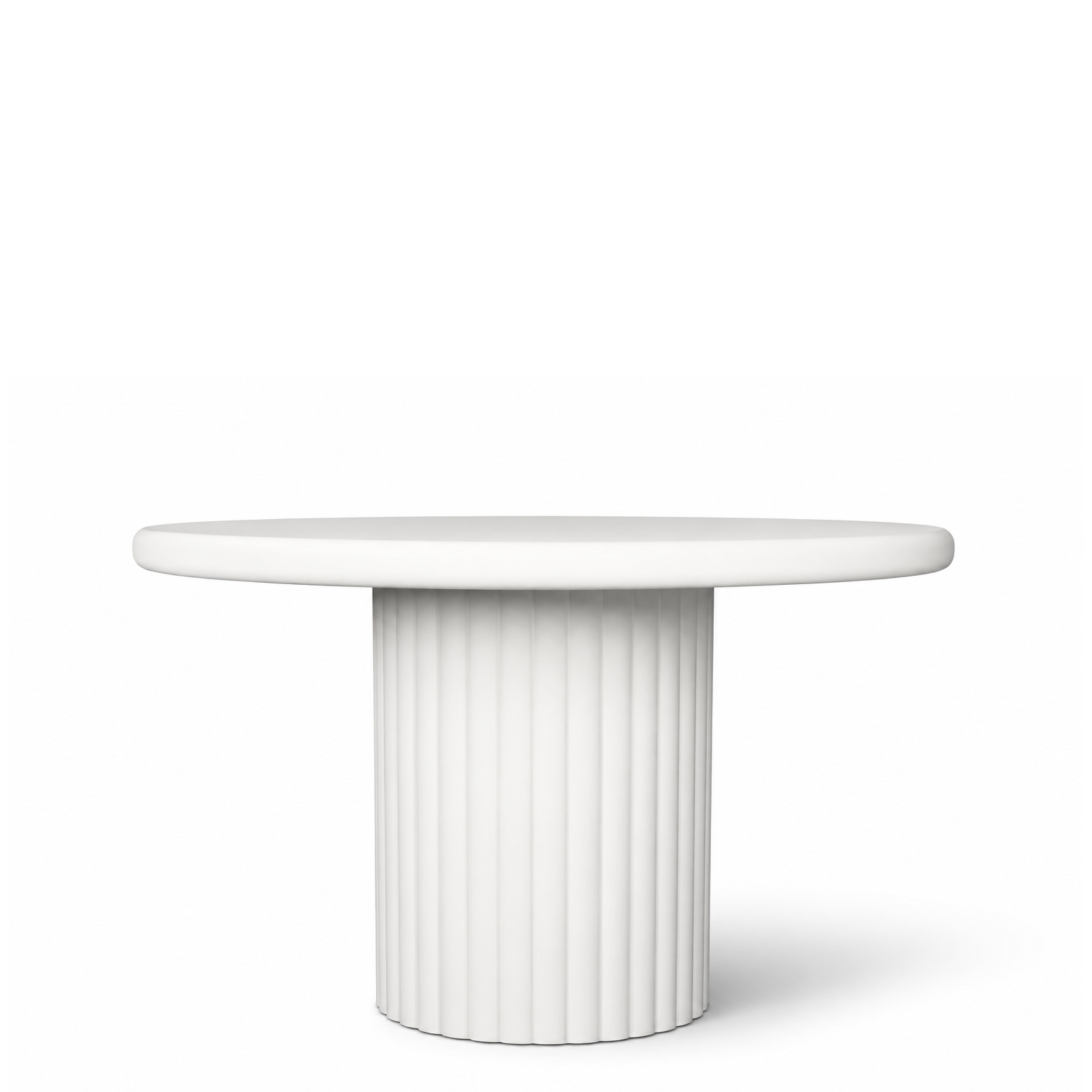 Modern Round Lime Plaster Concrete Dining Table with Fluted Base – 120 x 120 x 77 cm