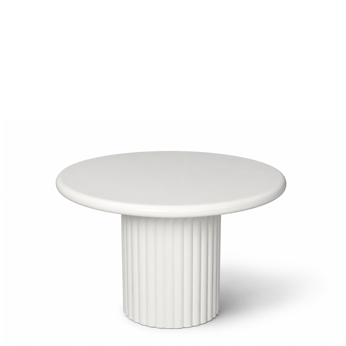 Modern Round Lime Plaster Concrete Dining Table with Fluted Base – 120 x 120 x 77 cm