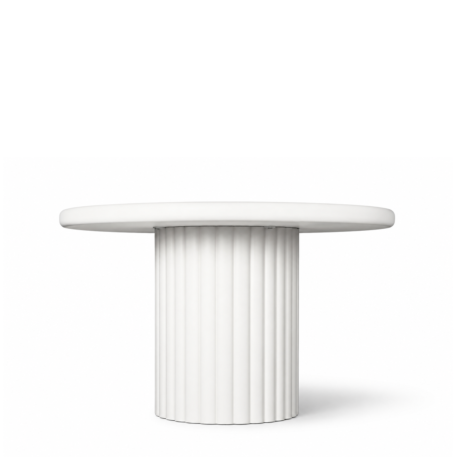 Modern Round Lime Plaster Concrete Dining Table with Fluted Base – 120 x 120 x 77 cm