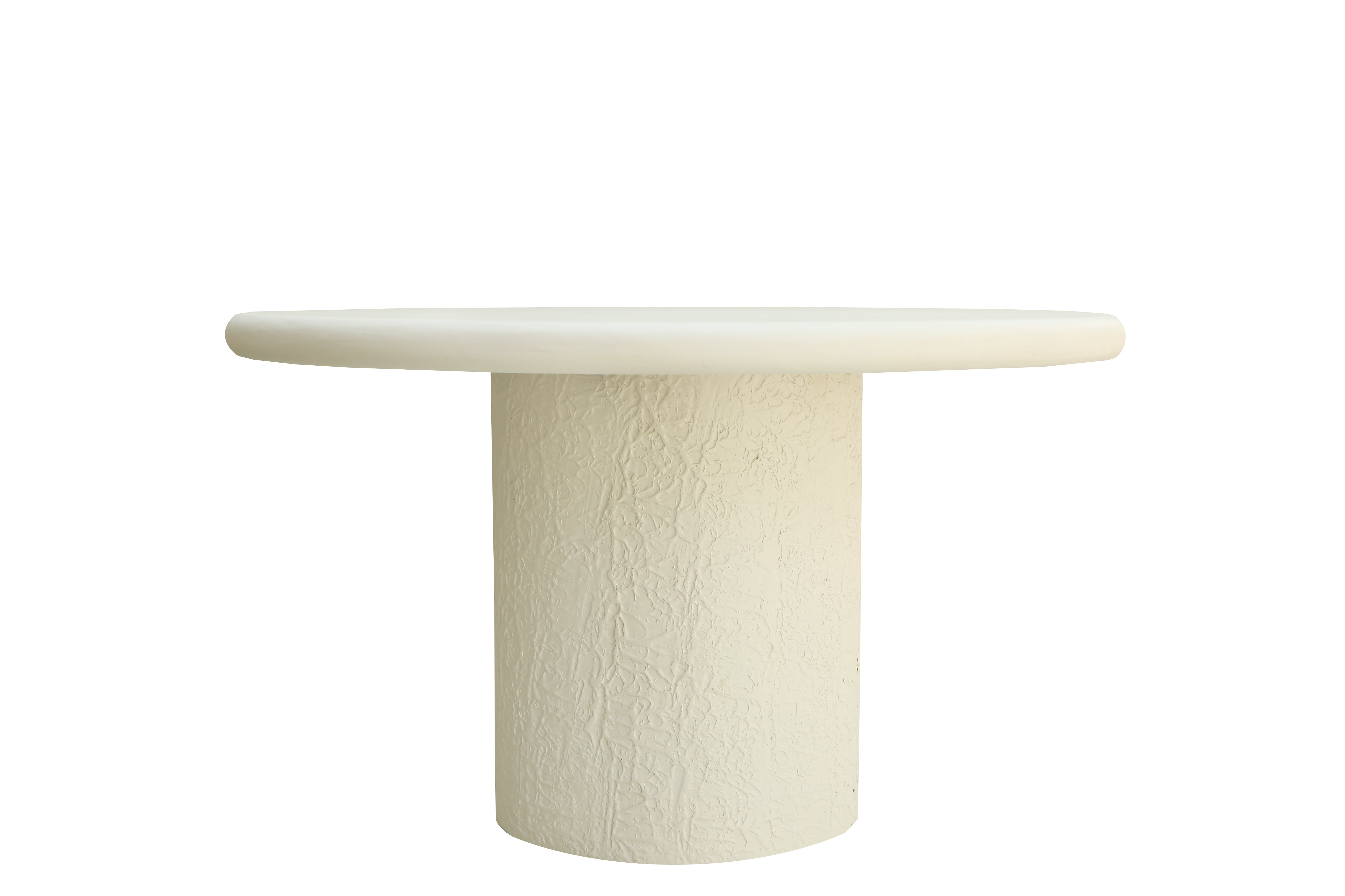 Modern Round Lime Plaster Dining Table – Sculptural Pedestal Base – 130 × 130 × 76 cm – Milky White