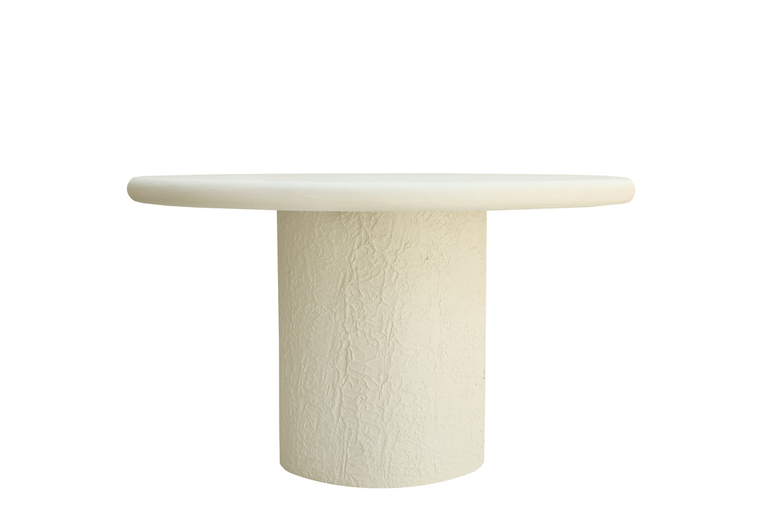 Modern Round Lime Plaster Dining Table – Sculptural Pedestal Base – 130 × 130 × 76 cm – Milky White