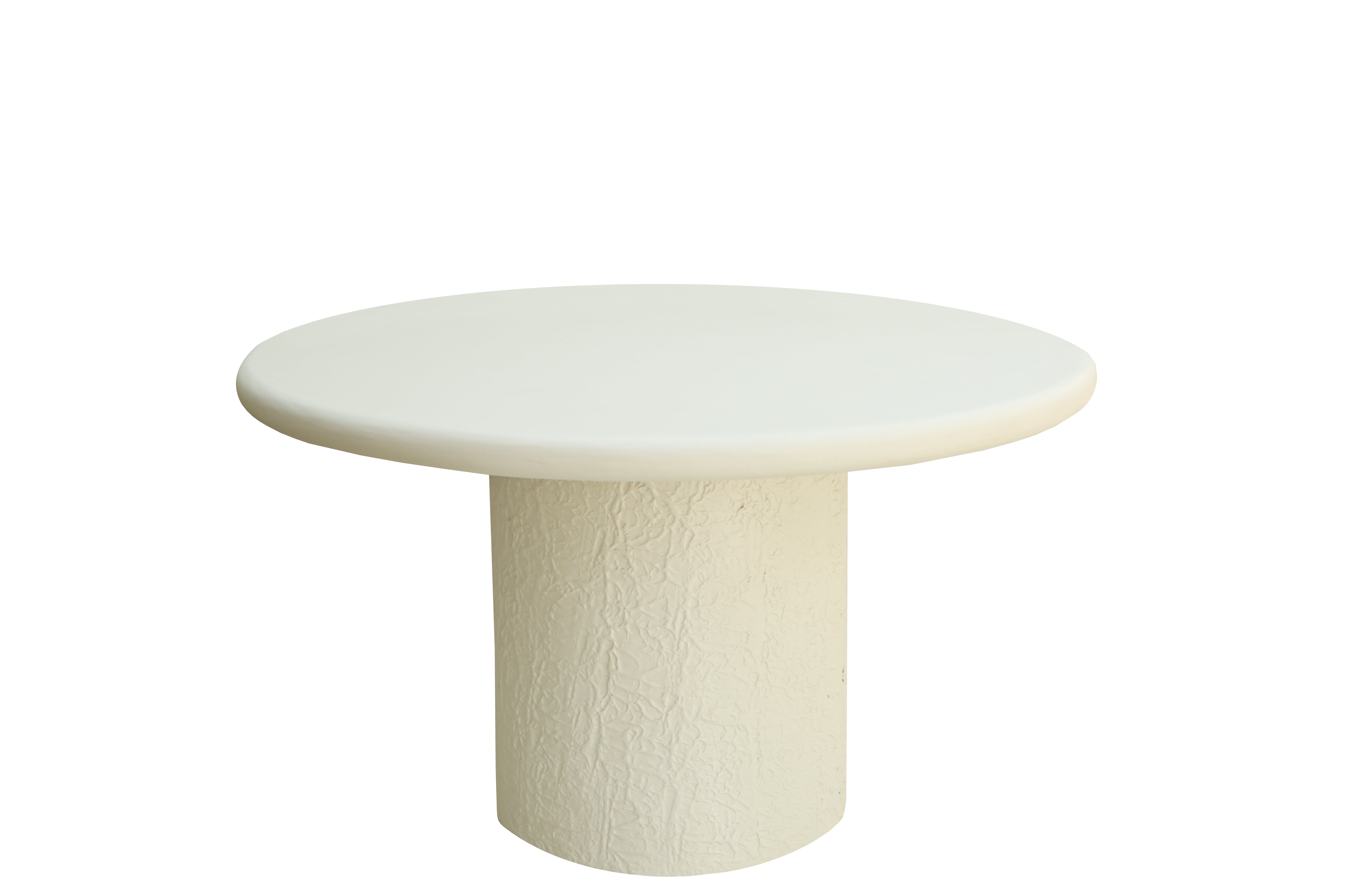 Modern Round Lime Plaster Dining Table – Sculptural Pedestal Base – 130 × 130 × 76 cm – Milky White