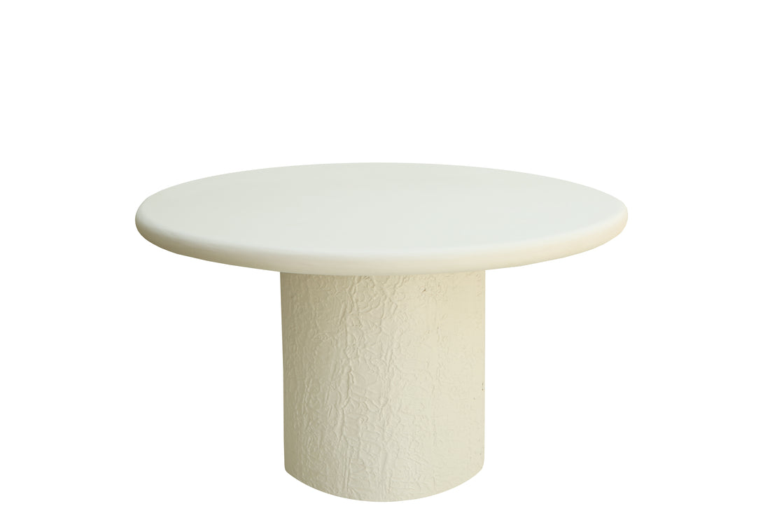 Modern Round Lime Plaster Dining Table – Sculptural Pedestal Base – 130 × 130 × 76 cm – Milky White