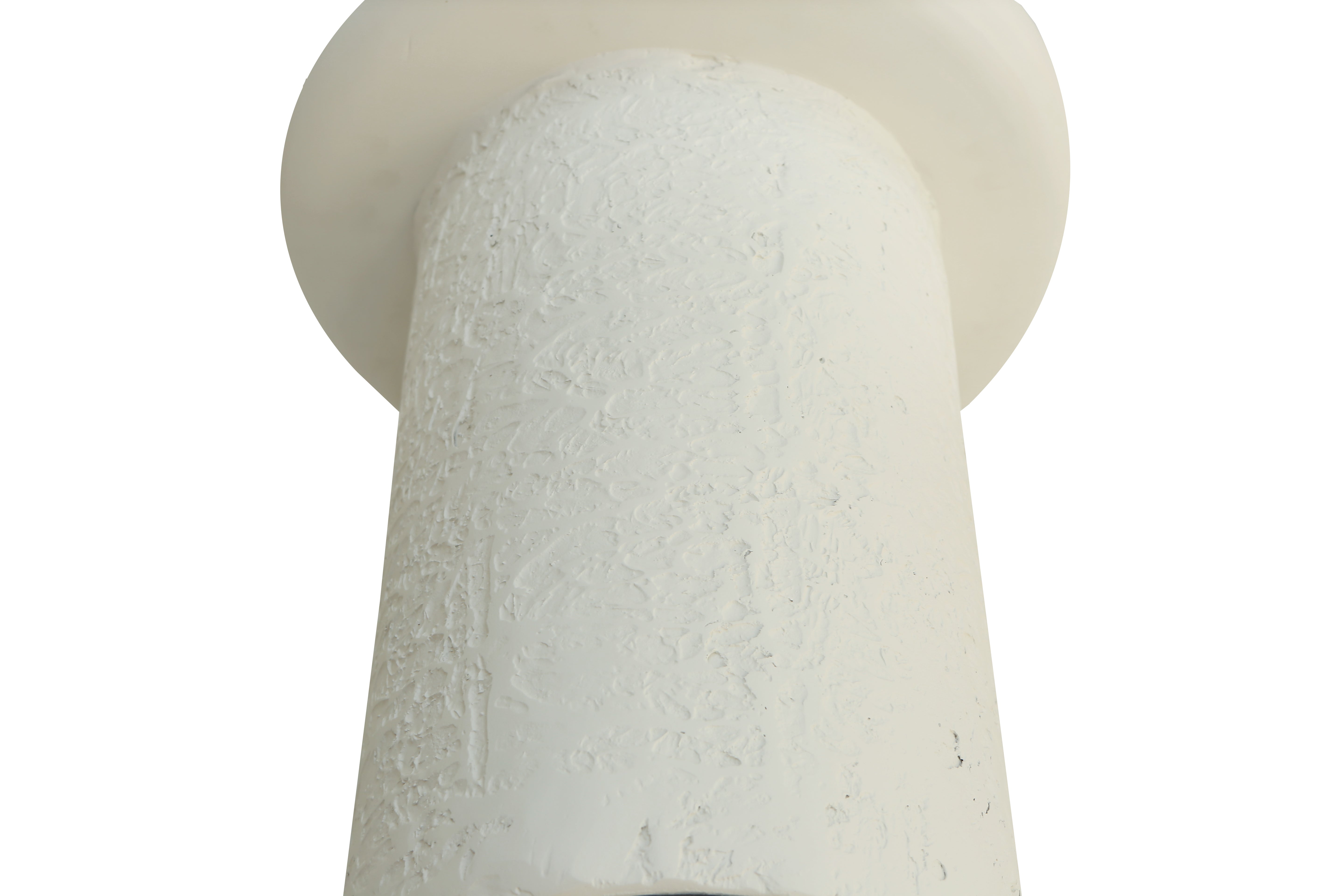 Modern Lime Plaster Side Table – Round Pedestal Accent Table, Milky White Finish (40 × 40 × 49 cm)