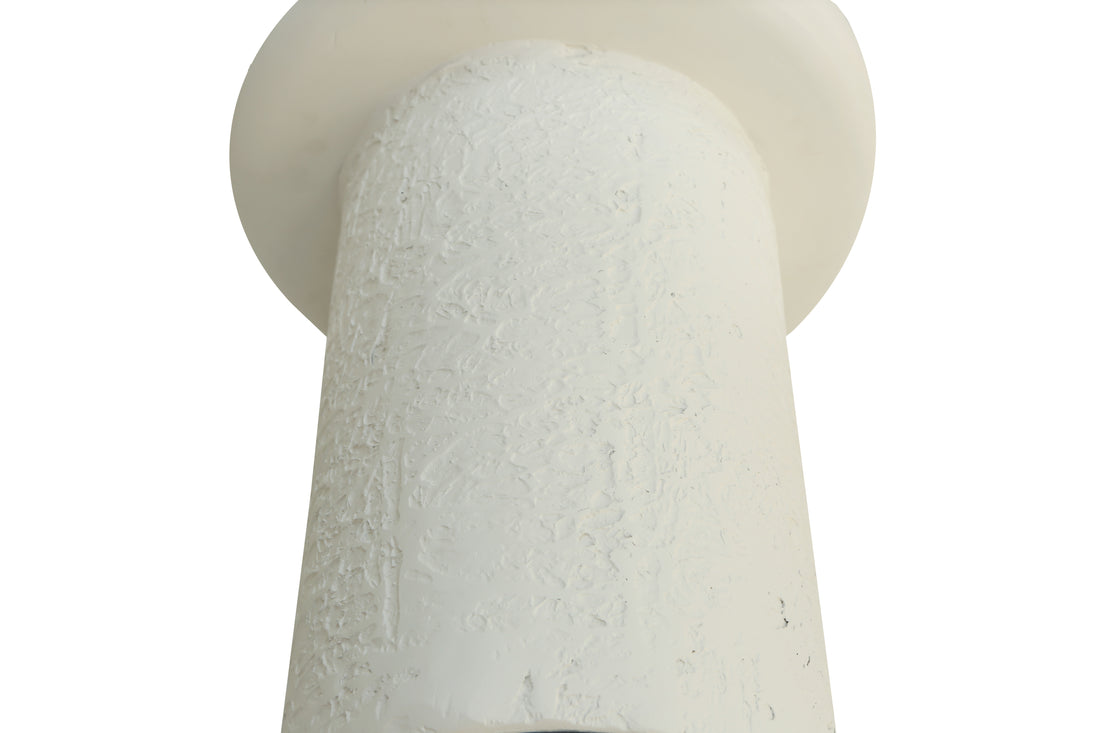 Modern Lime Plaster Side Table – Round Pedestal Accent Table, Milky White Finish (40 × 40 × 49 cm)