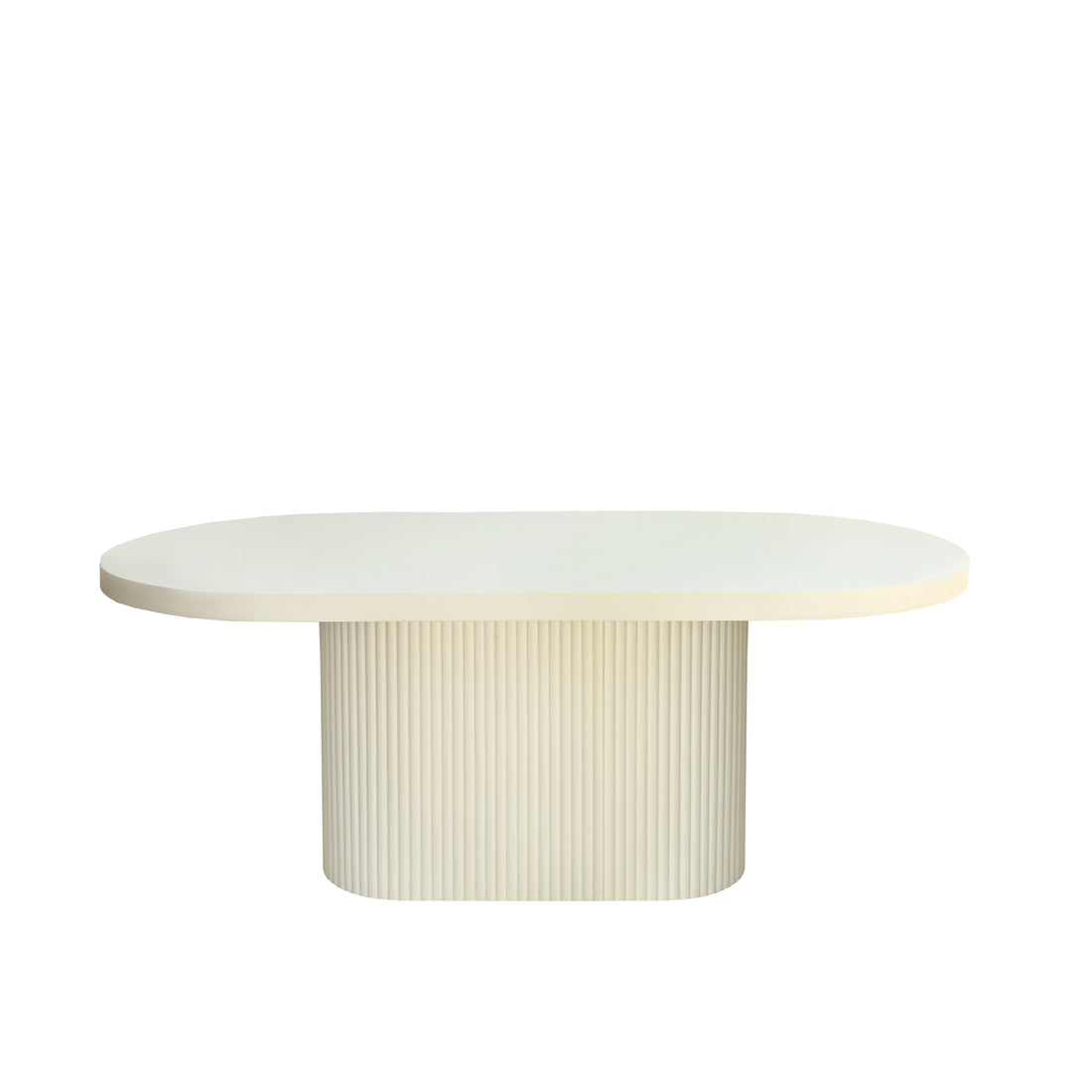 Modern Lime Plaster Concrete Dining Table – Milky White Finish | Sculptural Oval Dining Table | 220 × 110 × 76 CM