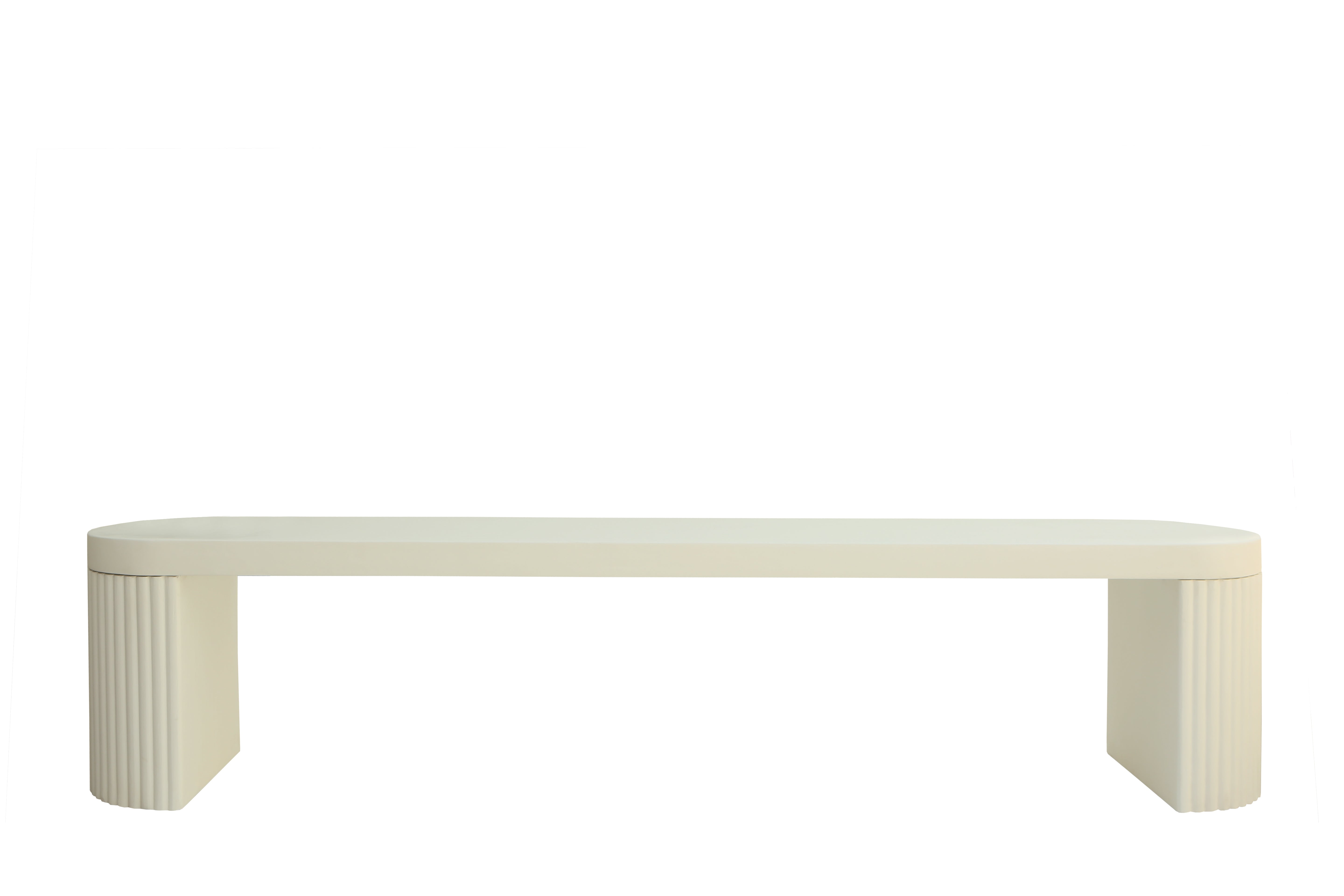 Modern Lime Plaster Bench – Sculptural Minimalist Indoor Bench, Milky White Finish, 220 × 40 × 45 cm