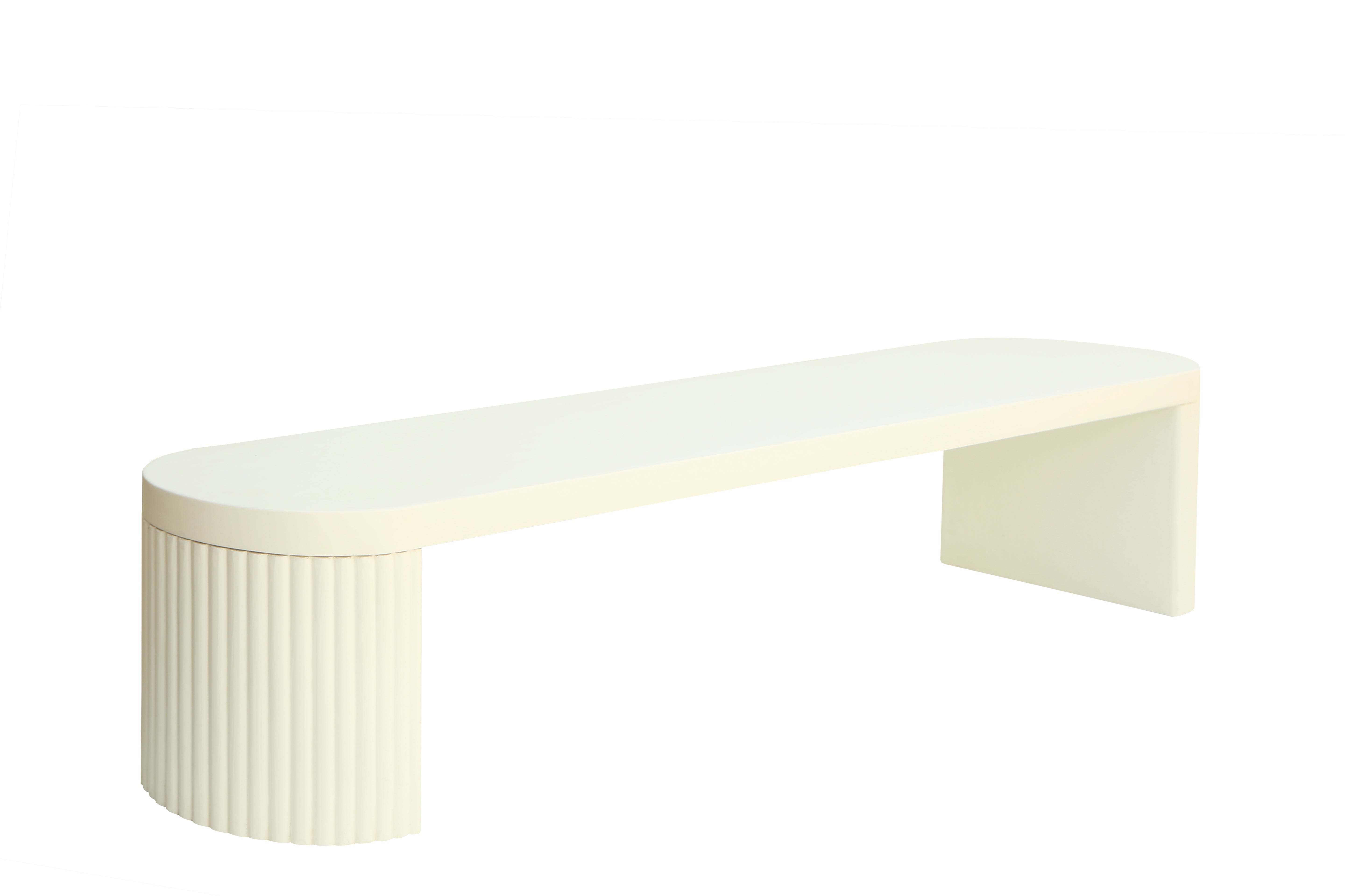 Modern Lime Plaster Bench – Sculptural Minimalist Indoor Bench, Milky White Finish, 220 × 40 × 45 cm