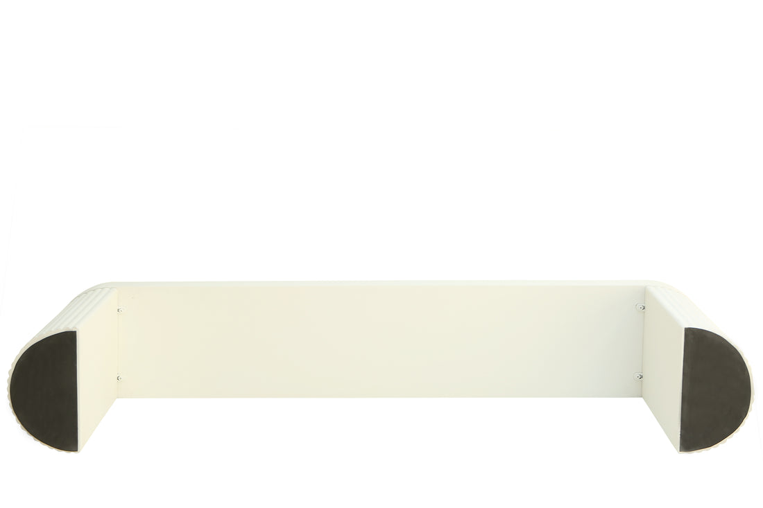 Modern Lime Plaster Bench – Sculptural Minimalist Indoor Bench, Milky White Finish, 220 × 40 × 45 cm