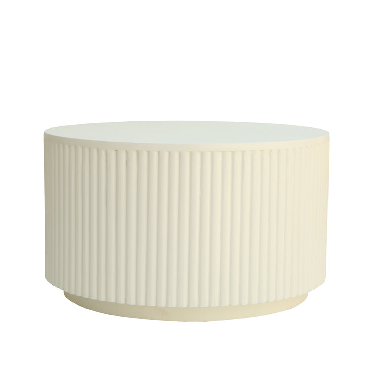 Modern Round Lime Plaster Coffee Table | Fluted Micro Concrete Finish | 80 × 80 × 45 cm