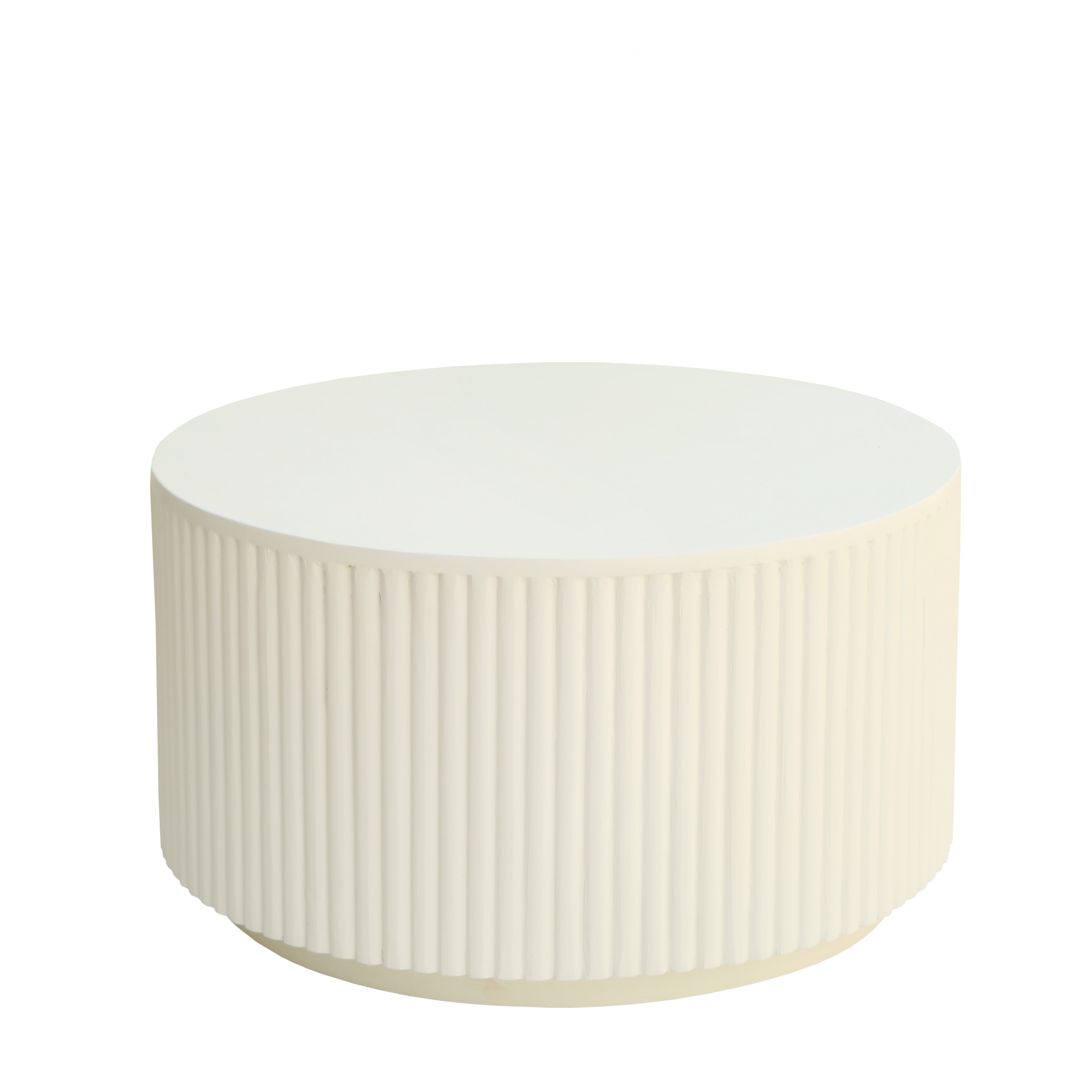 Modern Round Lime Plaster Coffee Table | Fluted Micro Concrete Finish | 80 × 80 × 45 cm