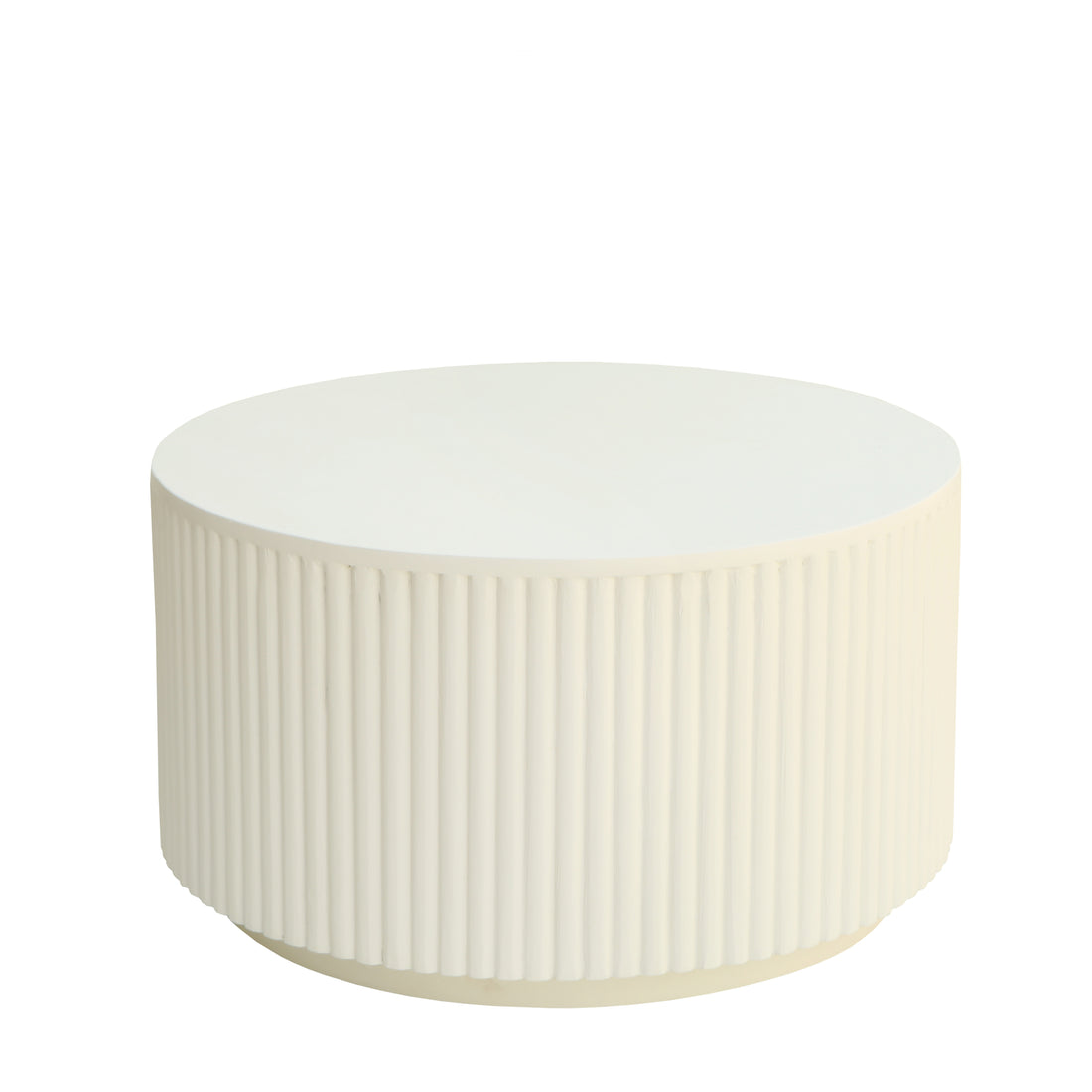 Modern Round Lime Plaster Coffee Table | Fluted Micro Concrete Finish | 80 × 80 × 45 cm