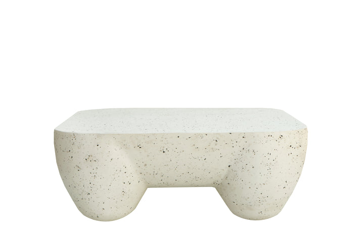 Modern Sculptural Iron Lime Plaster Center Table – Contemporary Coffee Table for Living Room | Milky White Finish | 97 × 97 × 37 CM