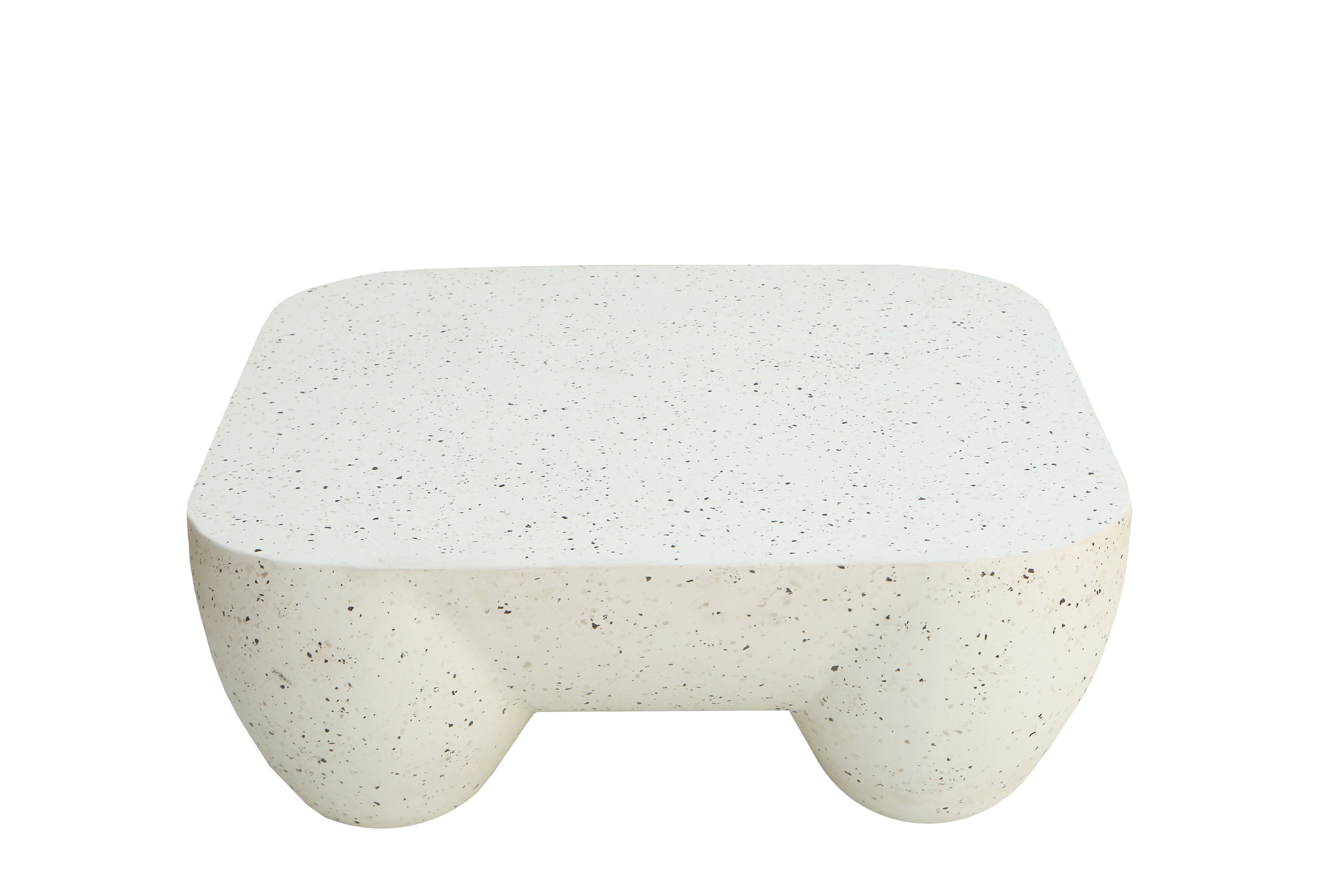 Modern Sculptural Iron Lime Plaster Center Table – Contemporary Coffee Table for Living Room | Milky White Finish | 97 × 97 × 37 CM