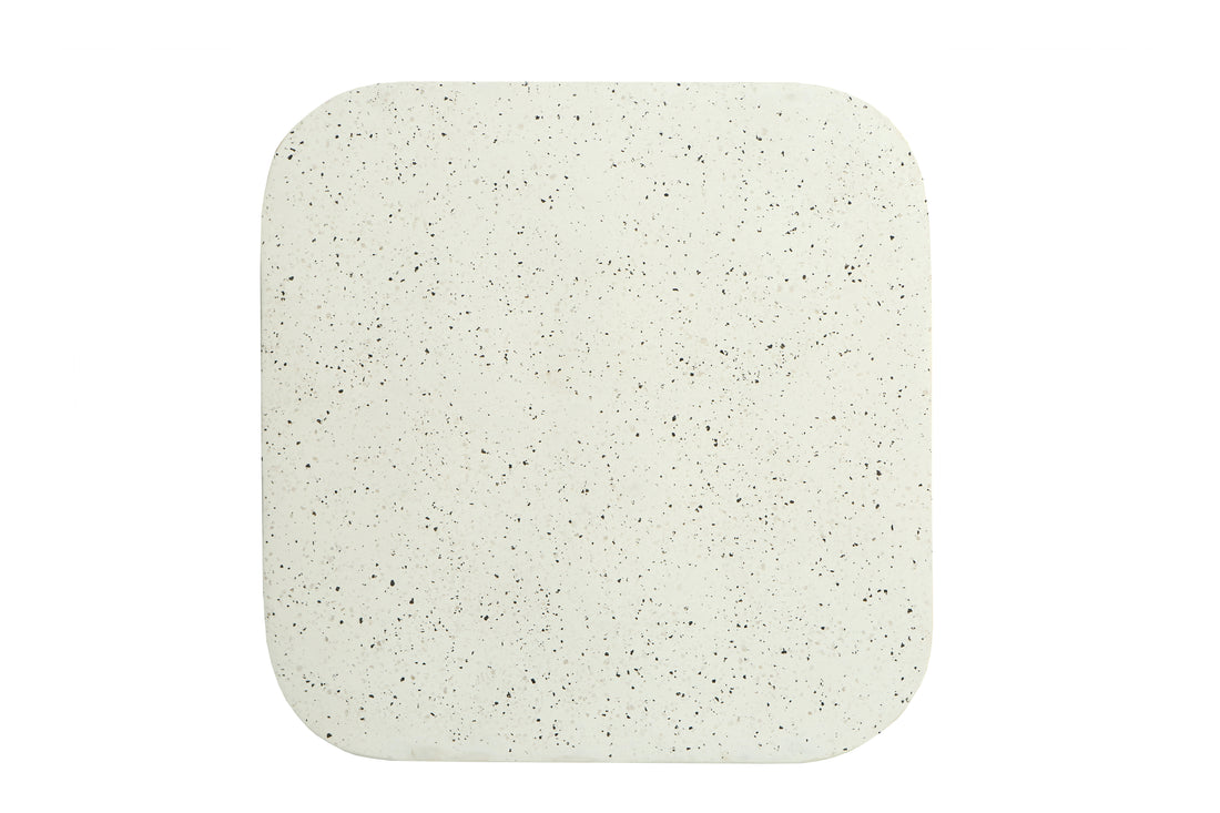 Modern Sculptural Iron Lime Plaster Center Table – Contemporary Coffee Table for Living Room | Milky White Finish | 97 × 97 × 37 CM