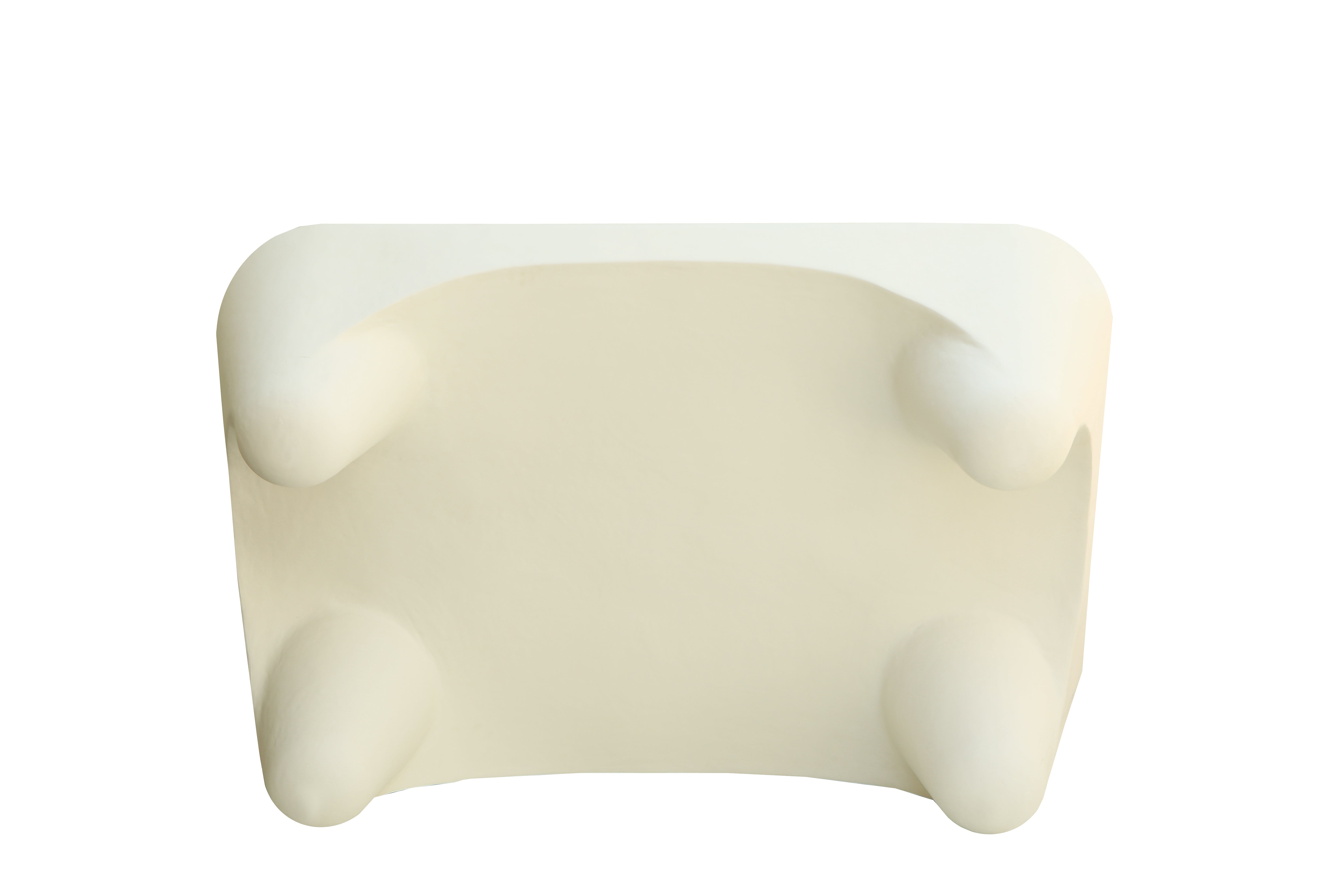 Modern Sculptural Iron Lime Plaster Center Table – Contemporary Coffee Table for Living Room | Milky White Finish | 97 × 97 × 37 CM