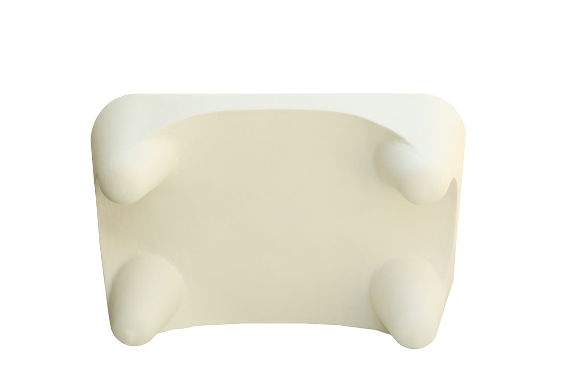 Modern Sculptural Iron Lime Plaster Center Table – Contemporary Coffee Table for Living Room | Milky White Finish | 97 × 97 × 37 CM