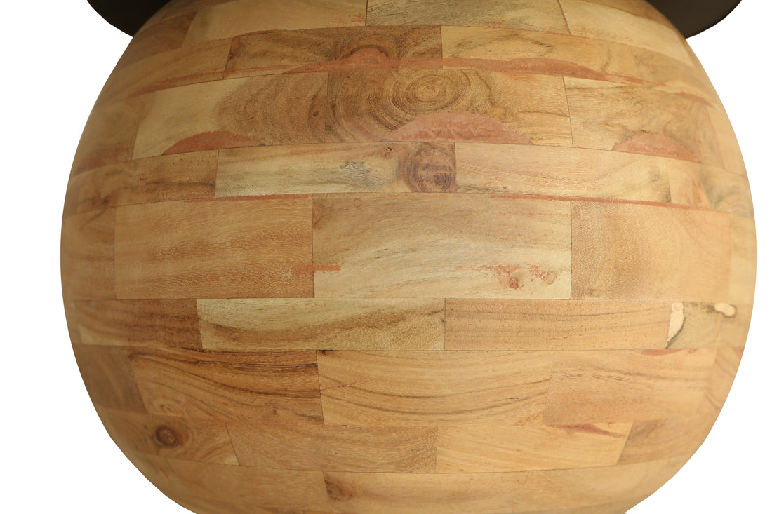 Modern Round Wooden & Lime Plaster (Microconcrete) Coffee Table – 90 x 90 x 40 cm | Handmade Contemporary Living Room Center Table