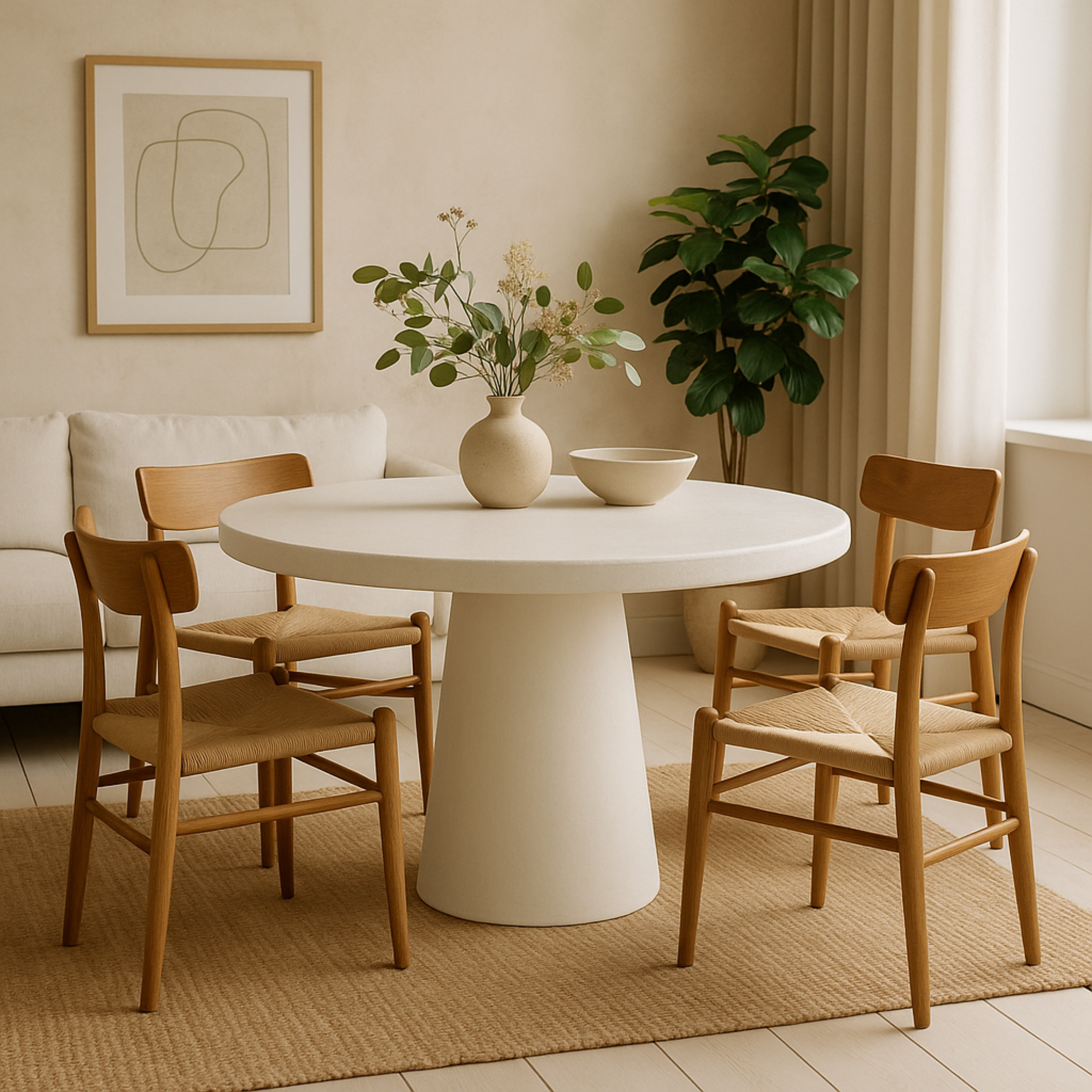 LIME PLASTER DINING TABLE 120×120×77 CM