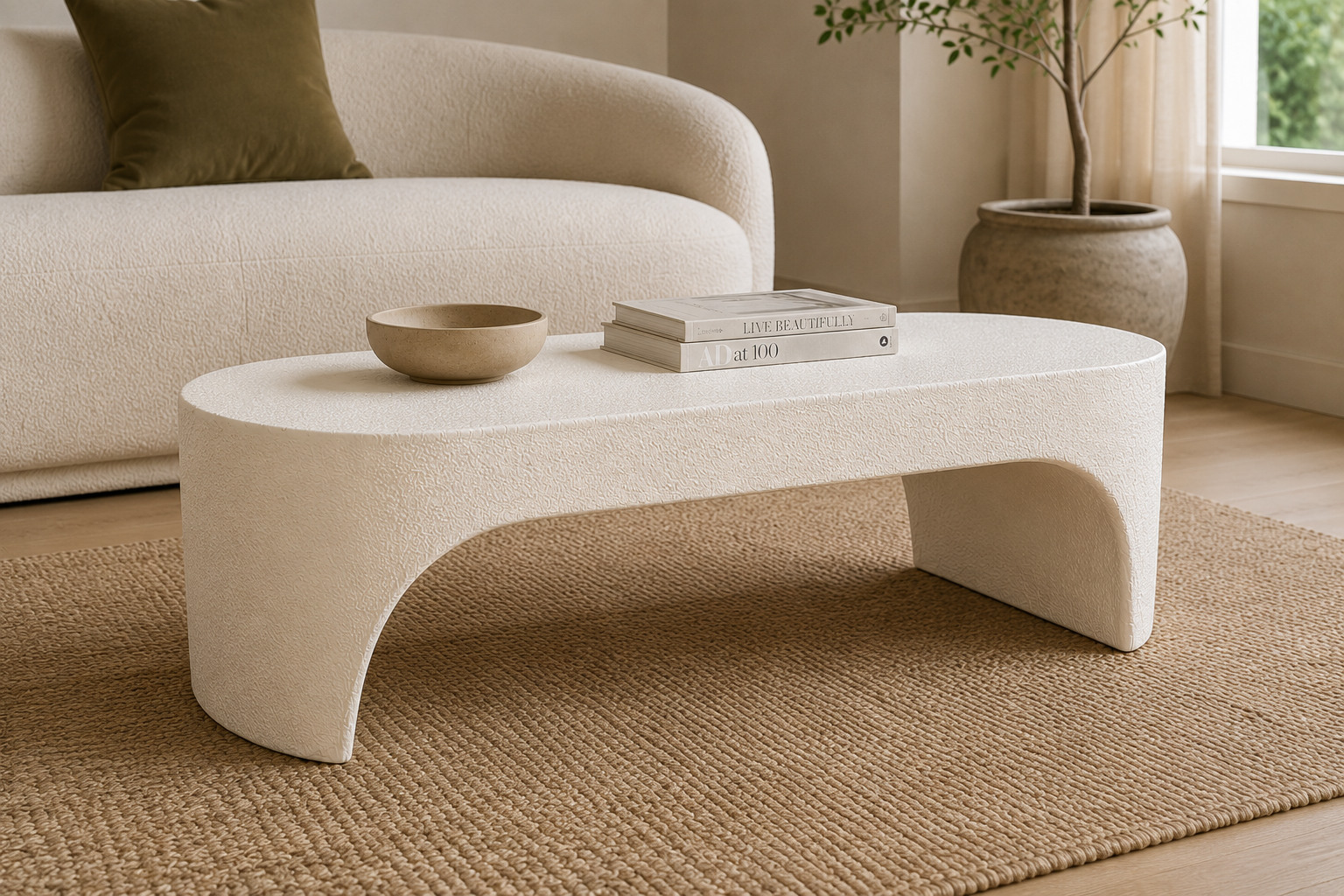 Terra Collection MDF Sculptural Coffee Table – 130 x 80 x 42 CM